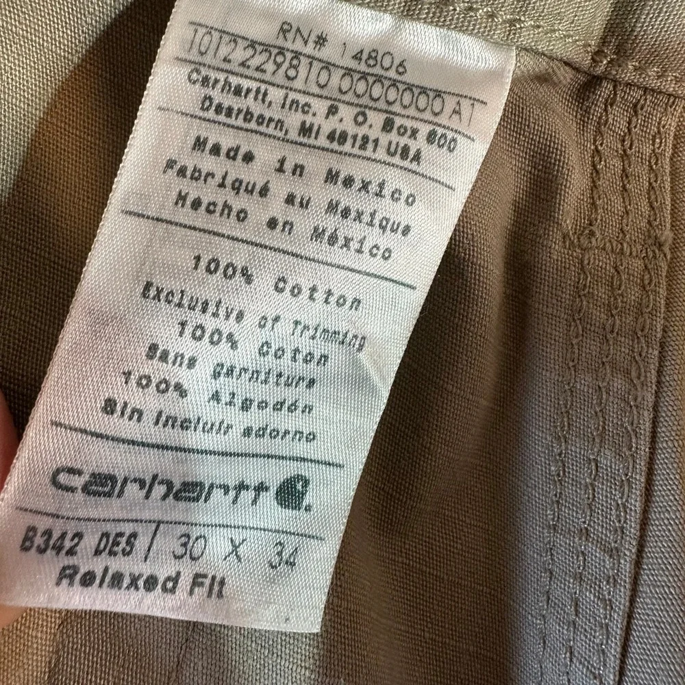 Carhartt B342 DES Cargo Pants Ripstop Workwear Men's Size 30x34 Desert